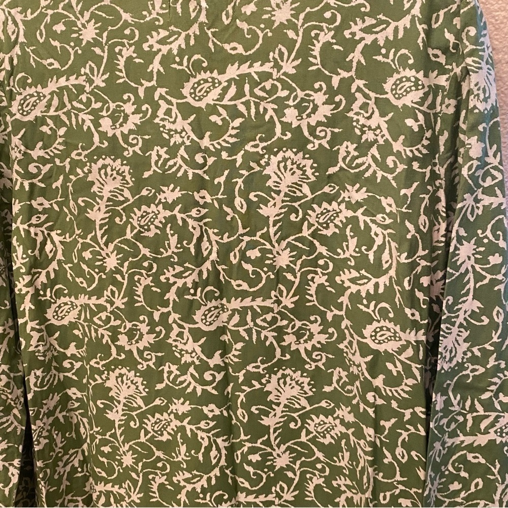 Vtg SOFT SURROUNDINGS Green White Jewel Beads Kaftan Maxi Dress Size Medium - Picture 6 of 8